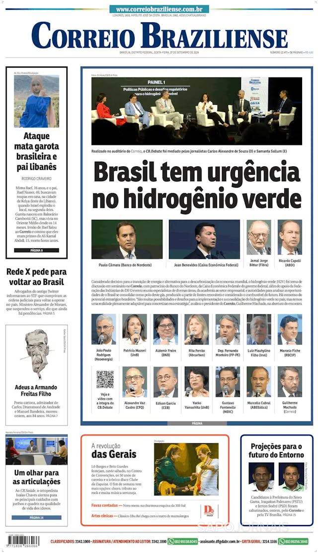 Capa jornal Correio Braziliense 2024-09-27