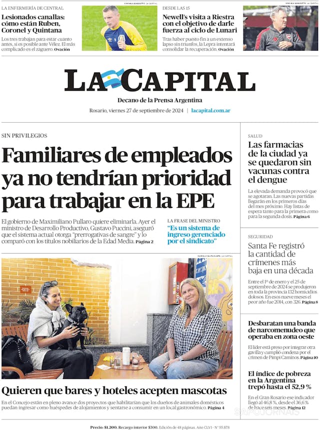 Capa jornal La Capital 2024-09-27