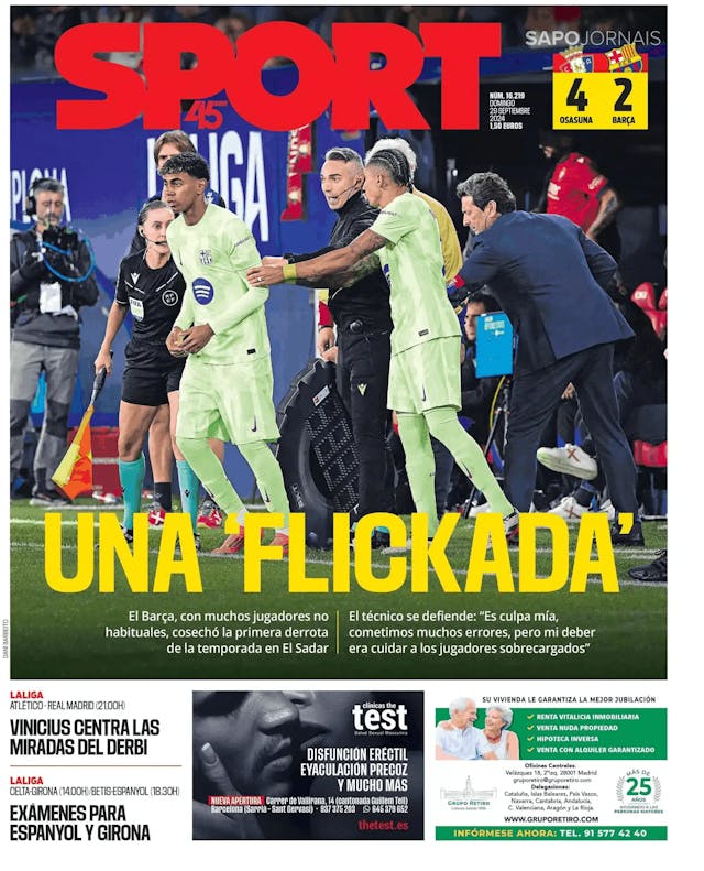 Capa jornal Sport 2024-09-29