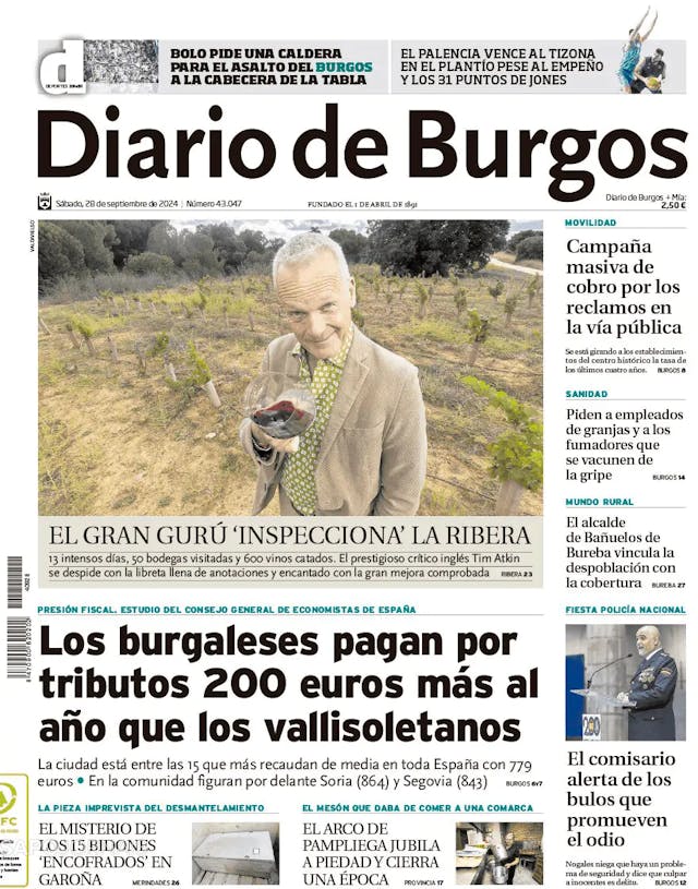 Capa jornal Diario de Burgos 2024-09-28