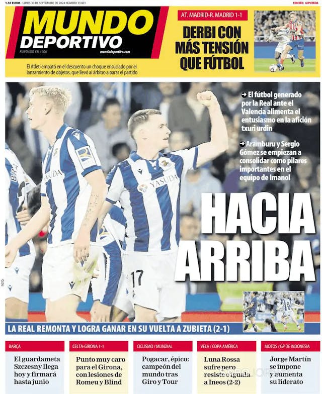 Capa jornal Mundo Deportivo (Gipuzkoa) 2024-09-30