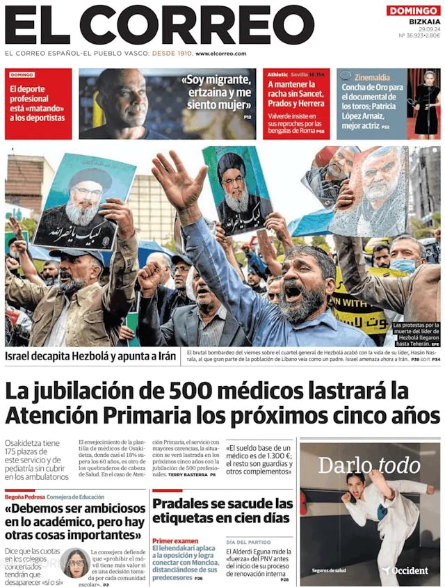 Capa jornal El Correo Digital 2024-09-29