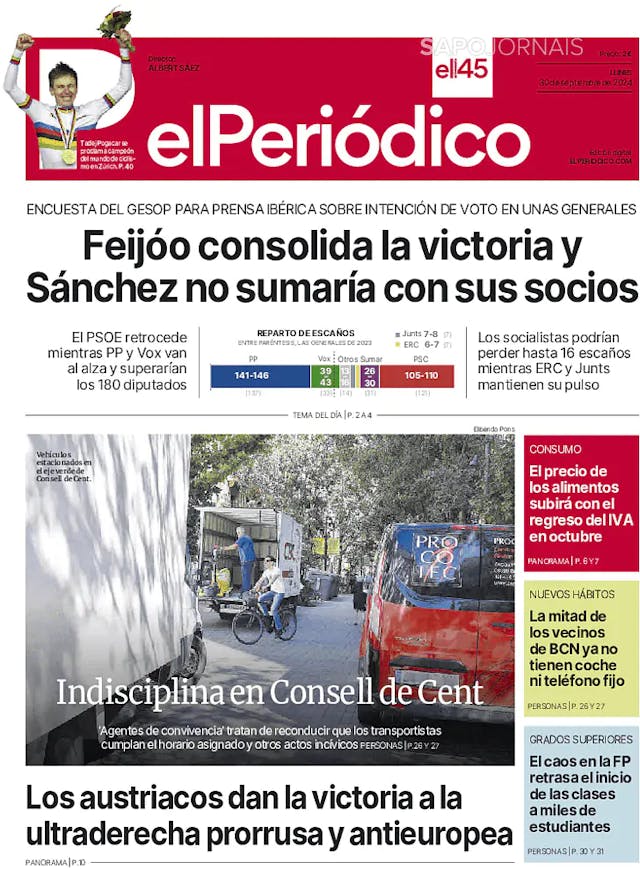 Capa jornal El Periódico de Catalá 2024-09-30