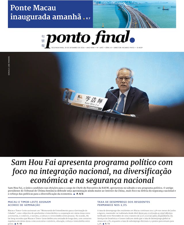 Capa jornal Ponto Final 2024-09-30