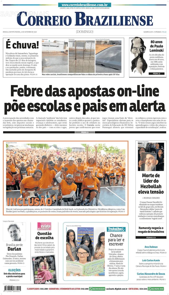 Capa jornal Correio Braziliense 2024-09-29