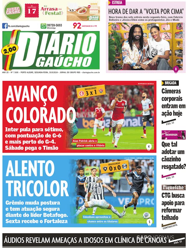 Capa jornal Diário Gaúcho 2024-09-30