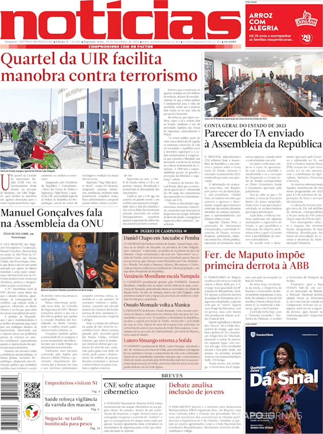 Capa jornal Notícias 2024-09-30