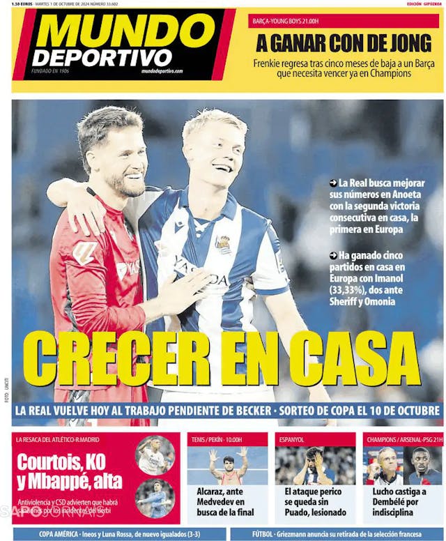 Capa jornal Mundo Deportivo (Gipuzkoa) 2024-10-01