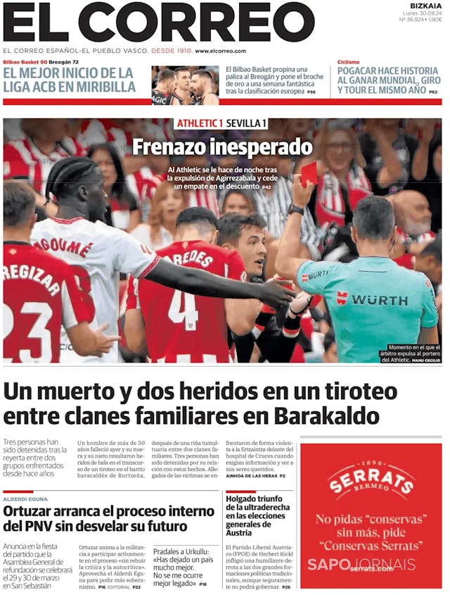 Capa jornal El Correo Digital 2024-09-30