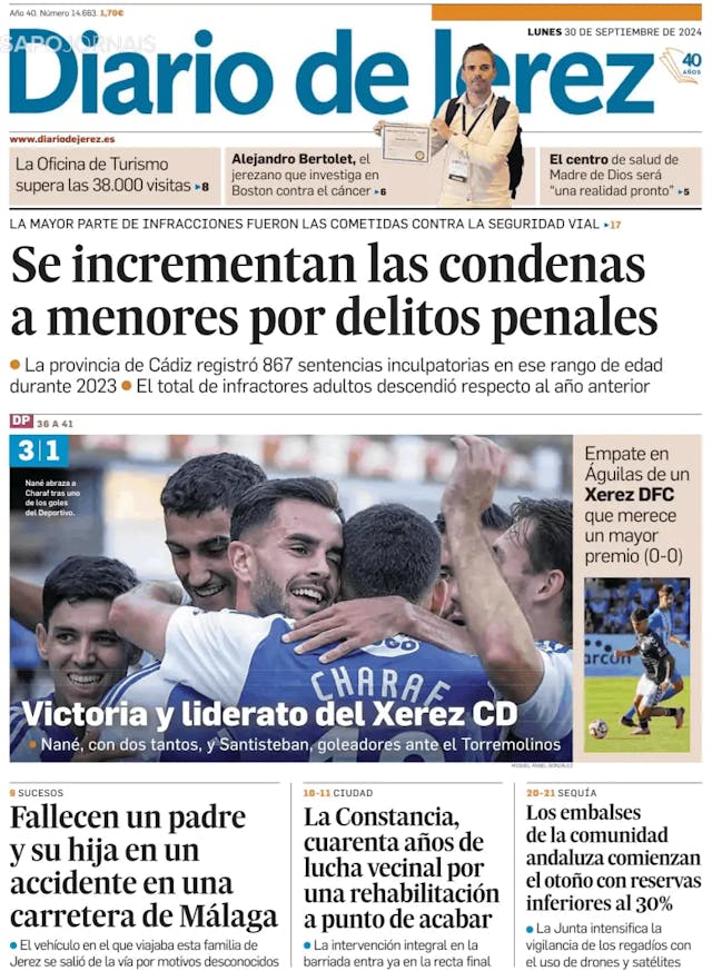 Capa jornal Diario de Jerez 2024-09-30