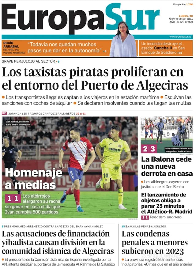 Capa jornal Europa Sur 2024-09-30