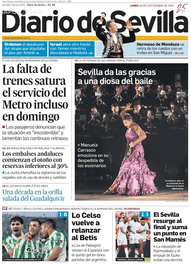 Capa jornal Diario de Sevilla 2024-09-30