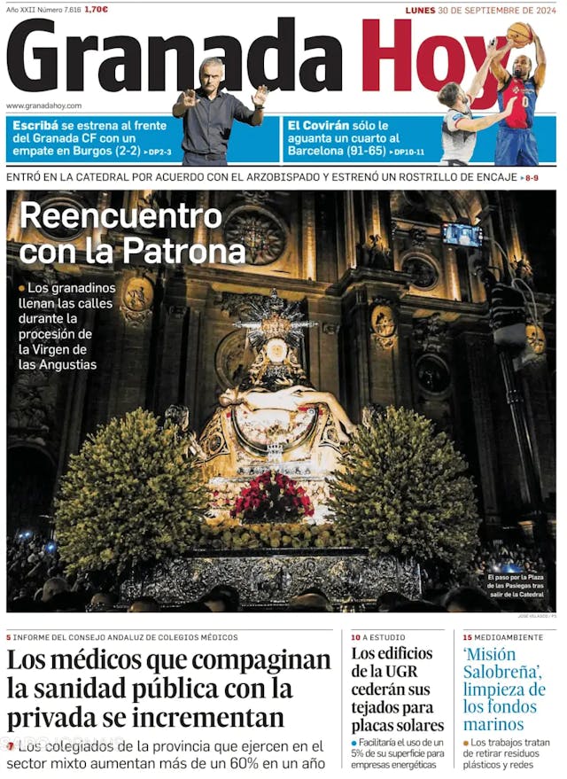 Capa jornal Granada Hoy 2024-09-30