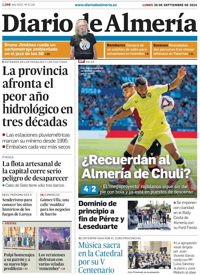 Capa jornal Diario de Almería 2024-09-30