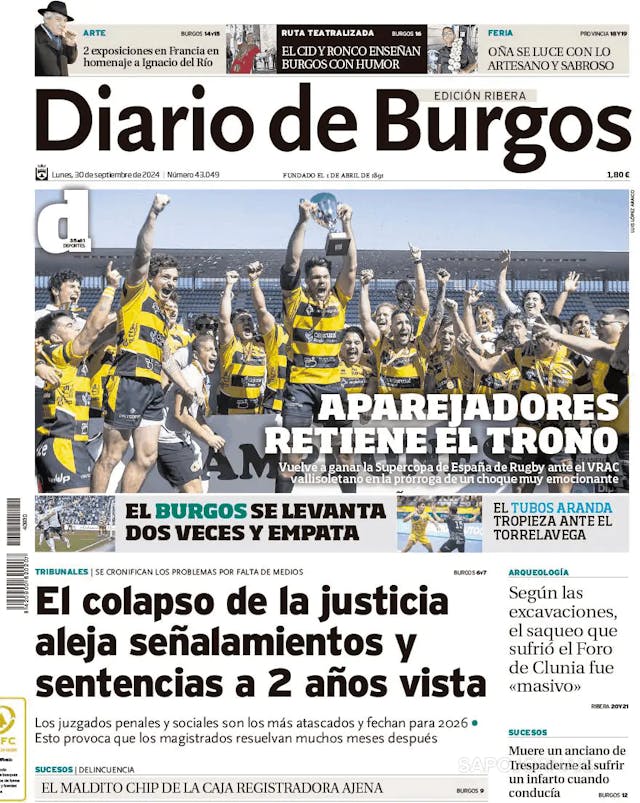 Capa jornal Diario de Burgos 2024-09-30