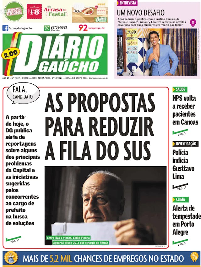 Capa jornal Diário Gaúcho 2024-10-01