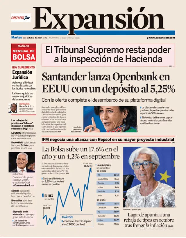 Capa jornal Expansión 2024-10-01