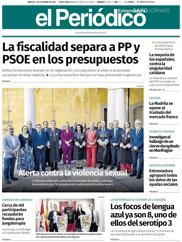 Capa jornal El Periódico de Extremadura 2024-10-01