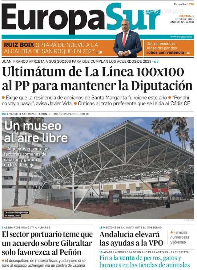 Capa jornal Europa Sur 2024-10-01