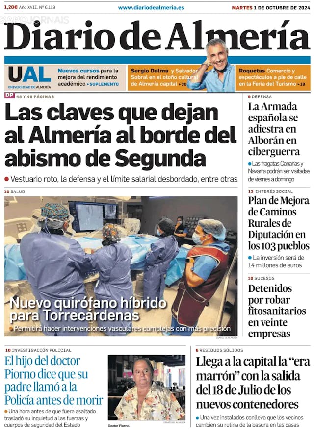 Capa jornal Diario de Almería 2024-10-01