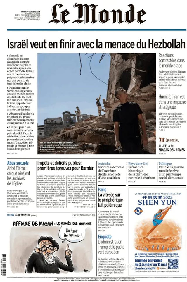 Capa jornal Le Monde 2024-10-01