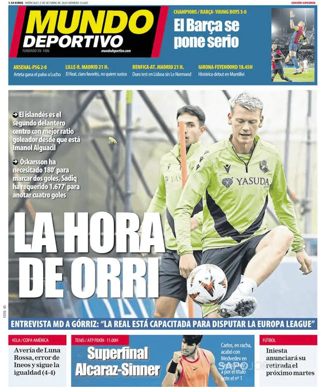 Capa jornal Mundo Deportivo (Gipuzkoa) 2024-10-02