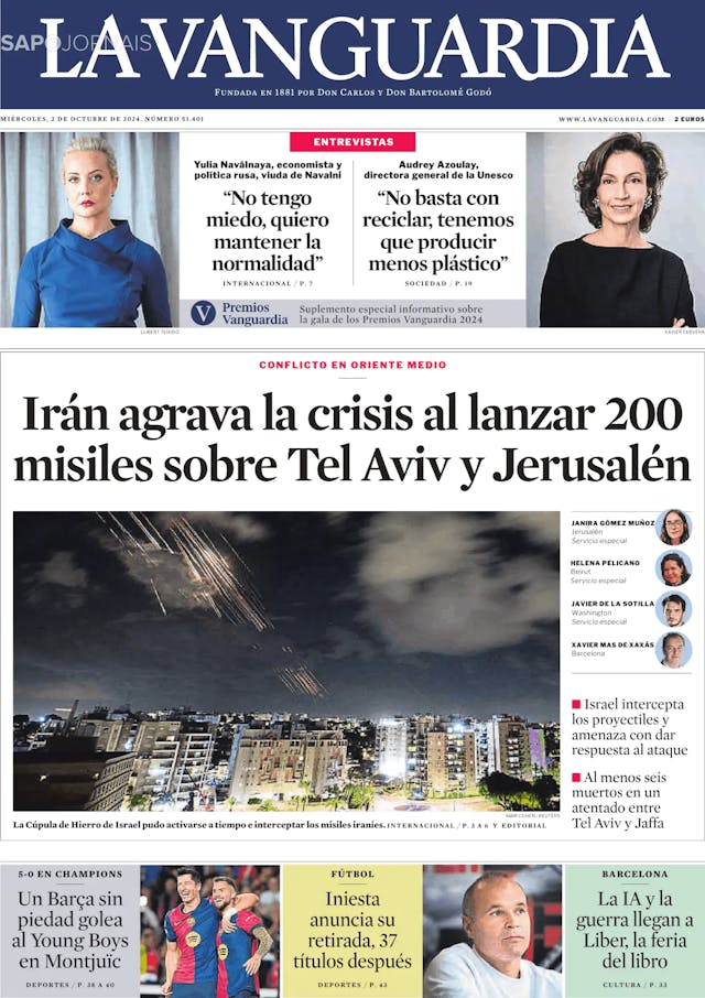 Capa jornal La Vanguardia 2024-10-02