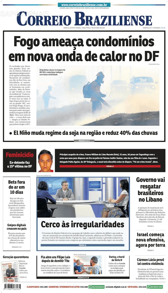 Capa jornal Correio Braziliense 2024-10-01