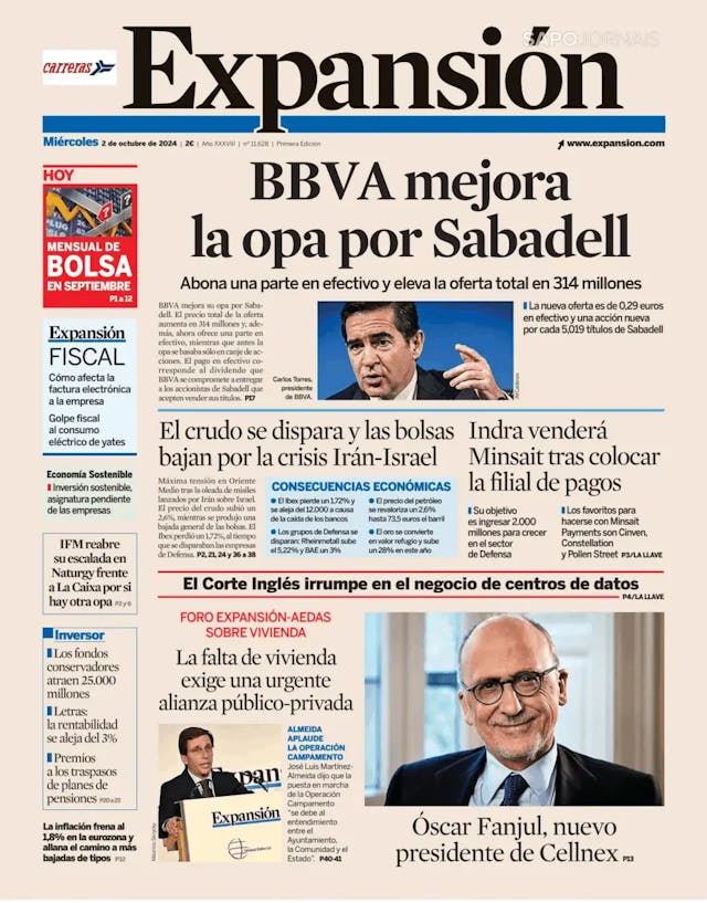 Capa jornal Expansión 2024-10-02