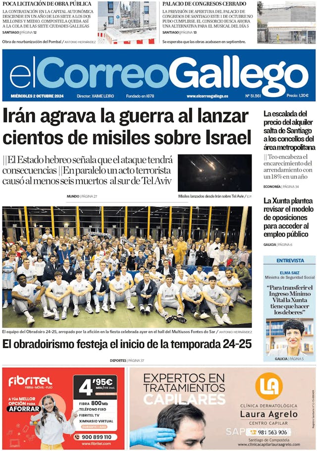 Capa jornal El Correo de Gallego 2024-10-02