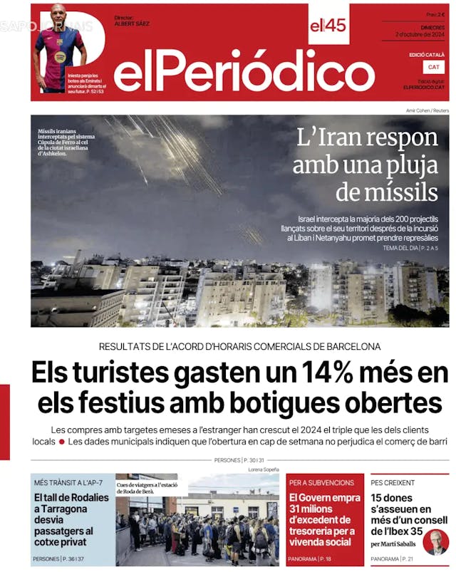 Capa jornal El Periódico de Catalá 2024-10-02