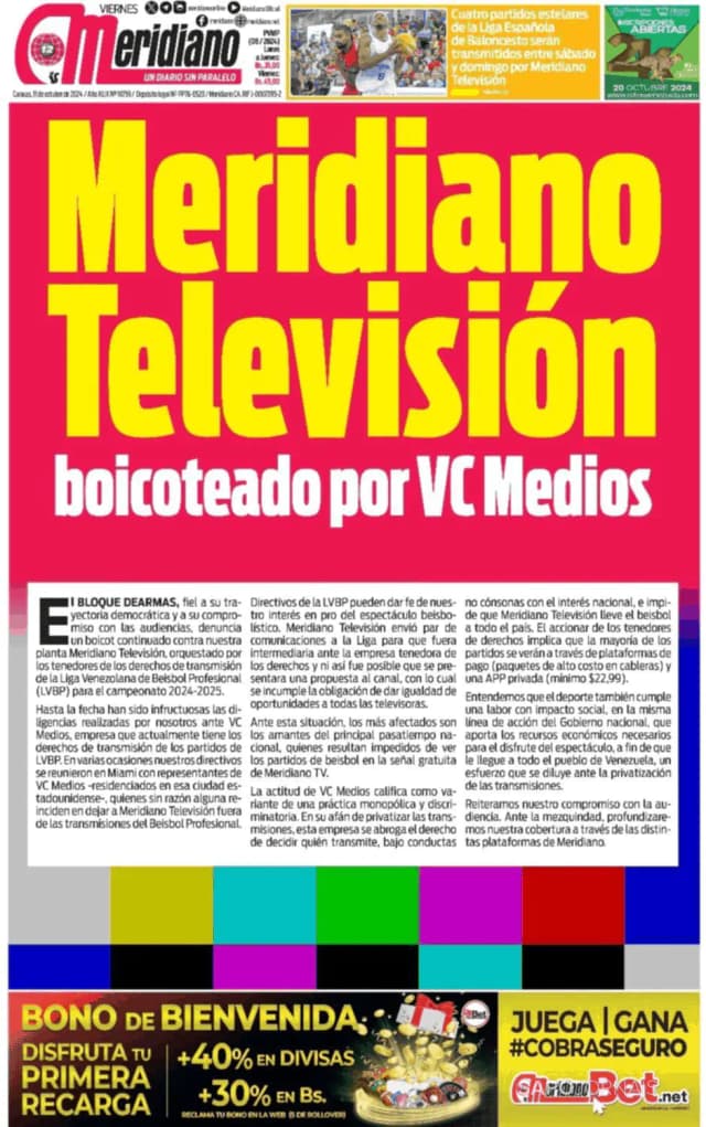 Capa jornal Meridiano 2024-10-11