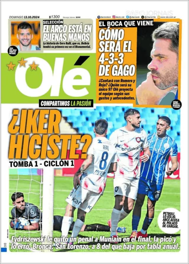 Capa jornal Olé 2024-10-13