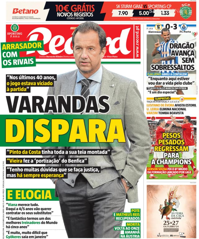 Capa jornal Record 2024-10-21