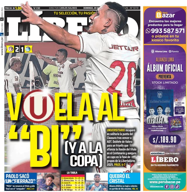 Capa jornal Líbero 2024-10-20