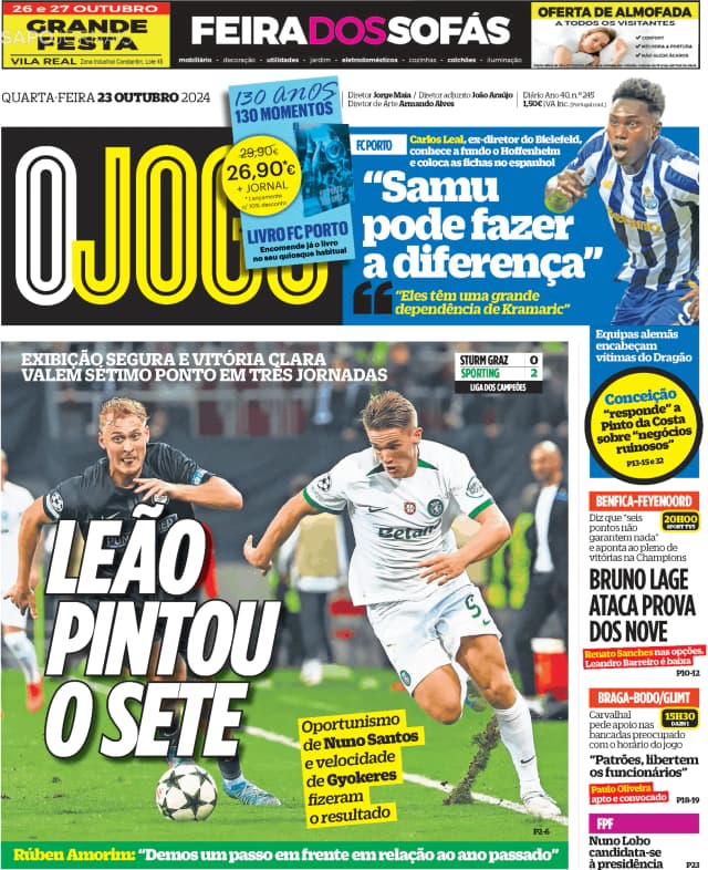 Capa jornal O Jogo 2024-10-23