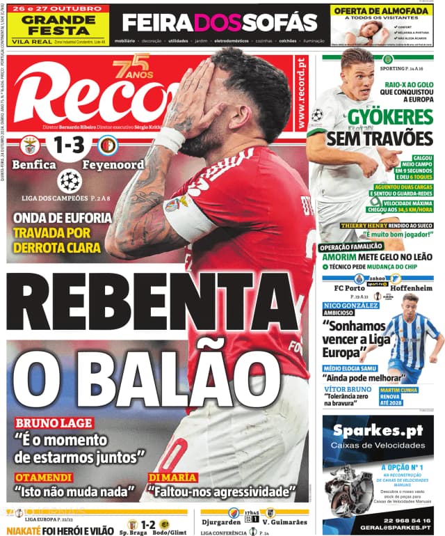 Capa jornal Record 2024-10-24