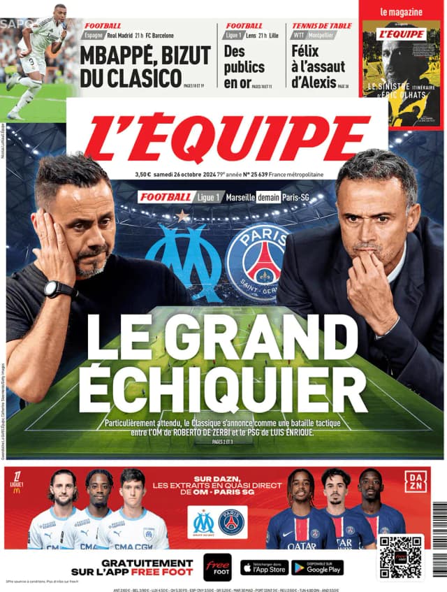 Capa jornal L'Équipe 2024-10-26