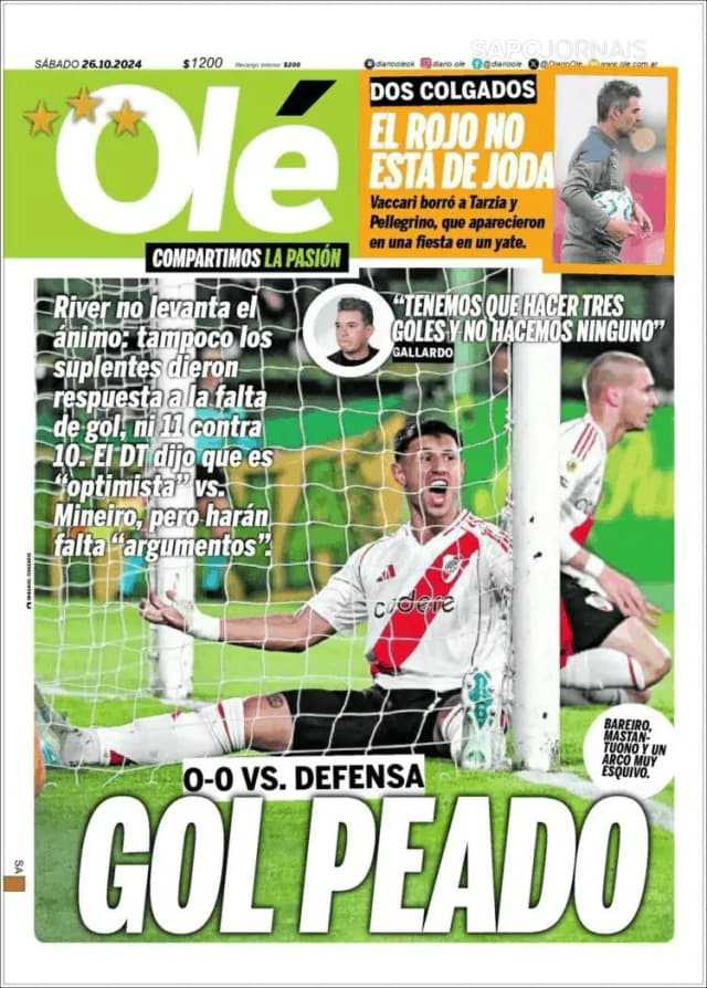 Capa jornal Olé 2024-10-26