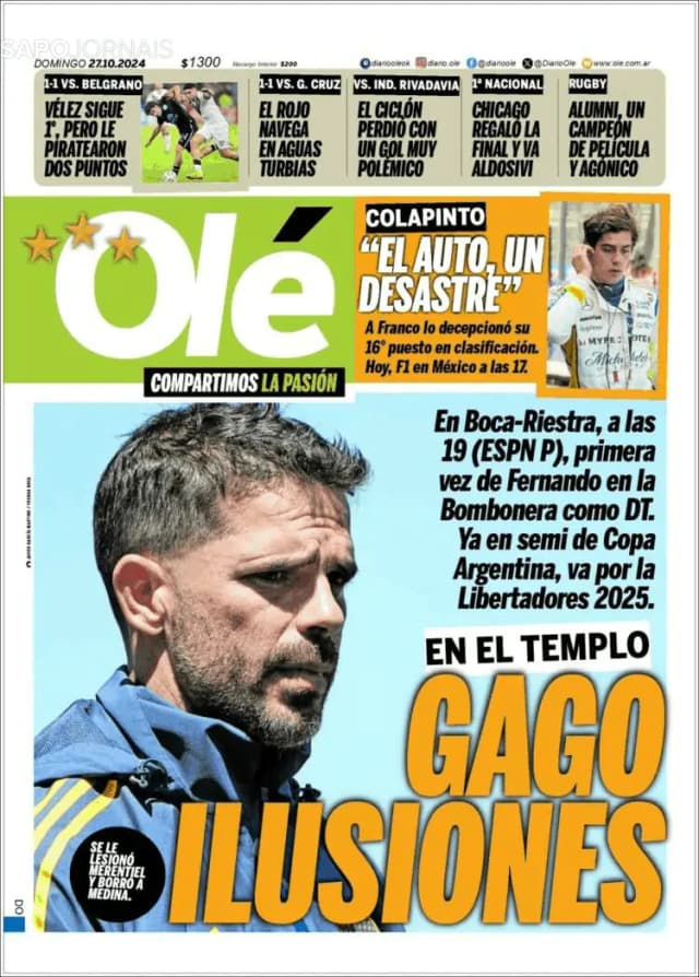 Capa jornal Olé 2024-10-27