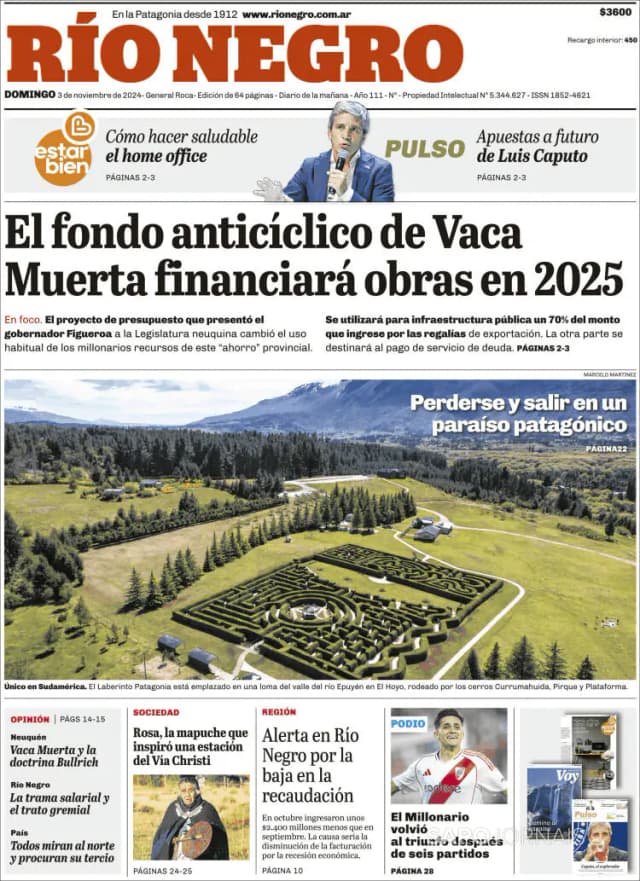 Capa jornal Rio Negro 2024-11-03