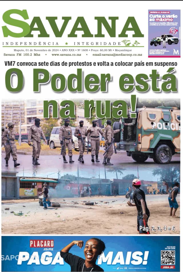 Capa jornal Savana 2024-11-01