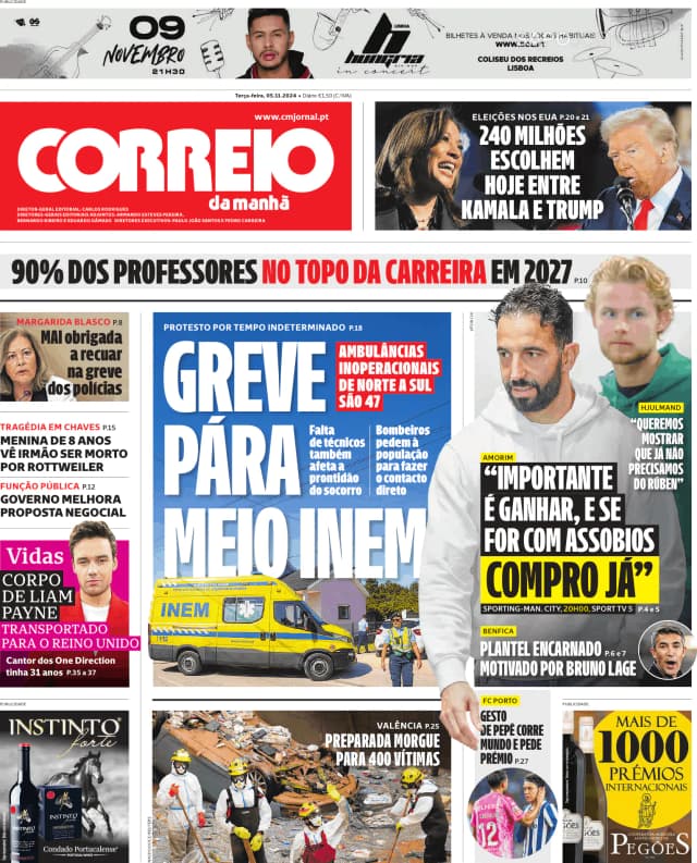 Capa jornal Correio da Manhã 2024-11-05