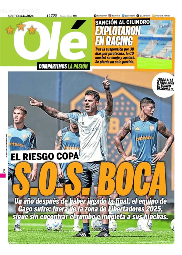 Capa jornal Olé 2024-11-05