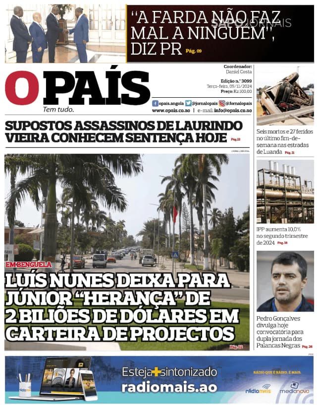 Capa jornal O País 2024-11-05