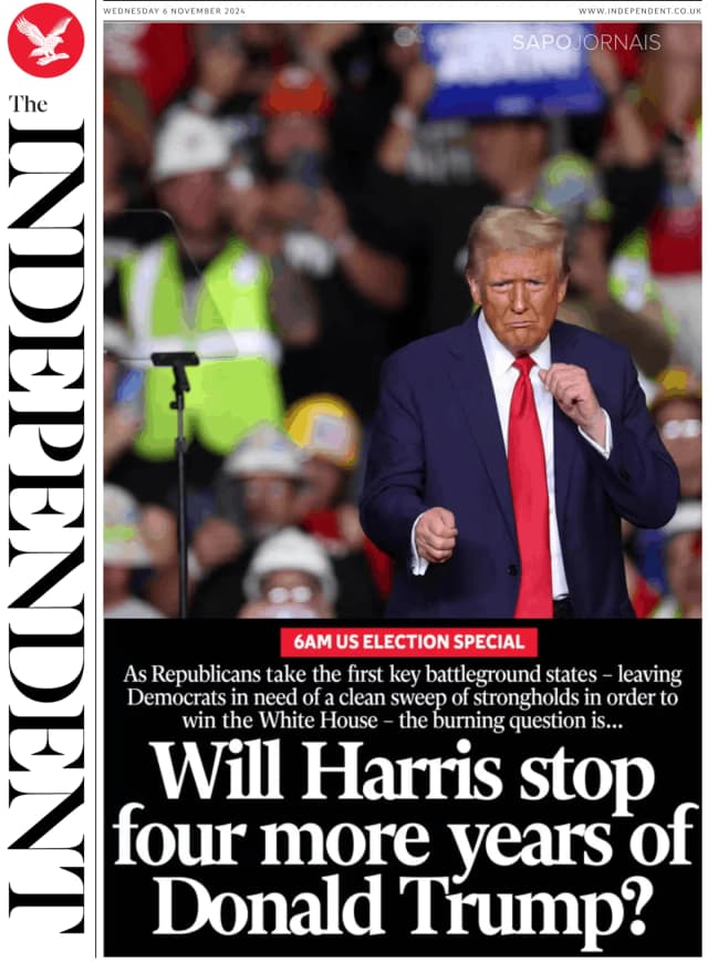 Capa jornal The Independent 2024-11-06