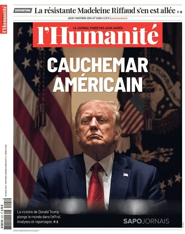 Capa jornal L'Humanité 2024-11-07