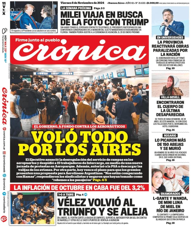 Capa jornal Crónica 2024-11-09