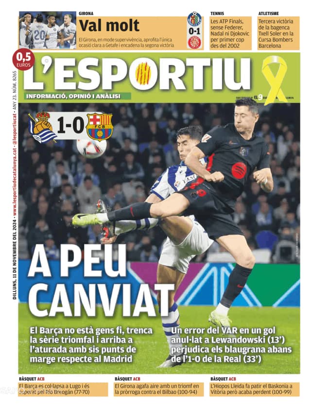 Capa jornal L'esportiu 2024-11-11