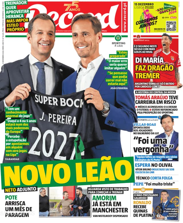 Capa jornal Record 2024-11-12